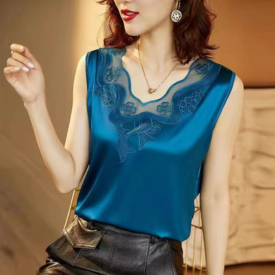 Γυναικεία τιράντες Camis γιλέκο ασορτί κοστούμι οξικό οξύ υψηλής ποιότητας σατέν με λαιμόκοψη άνοιξη καλοκαίρι νέο εξωτερικά ενδύματα γυναικεία επάνω δεξαμενή