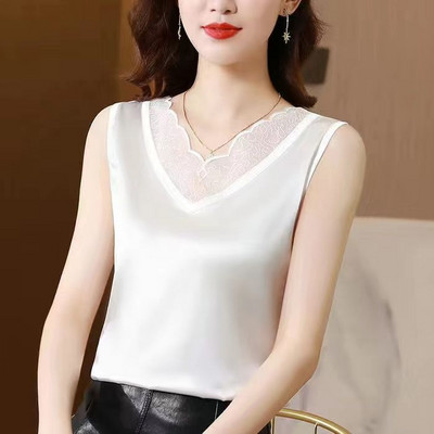 Γυναικεία τιράντες Camis γιλέκο ασορτί κοστούμι οξικό οξύ υψηλής ποιότητας σατέν με λαιμόκοψη άνοιξη καλοκαίρι νέο εξωτερικά ενδύματα γυναικεία επάνω δεξαμενή