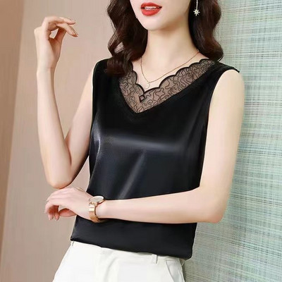 Γυναικεία τιράντες Camis γιλέκο ασορτί κοστούμι οξικό οξύ υψηλής ποιότητας σατέν με λαιμόκοψη άνοιξη καλοκαίρι νέο εξωτερικά ενδύματα γυναικεία επάνω δεξαμενή