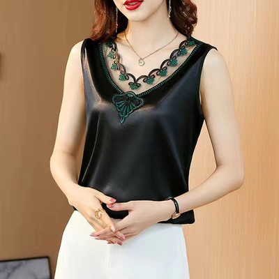 Γυναικεία τιράντες Camis γιλέκο ασορτί κοστούμι οξικό οξύ υψηλής ποιότητας σατέν με λαιμόκοψη άνοιξη καλοκαίρι νέο εξωτερικά ενδύματα γυναικεία επάνω δεξαμενή