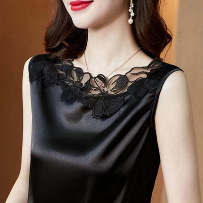 Γυναικεία τιράντες Camis γιλέκο ασορτί κοστούμι οξικό οξύ υψηλής ποιότητας σατέν με λαιμόκοψη άνοιξη καλοκαίρι νέο εξωτερικά ενδύματα γυναικεία επάνω δεξαμενή