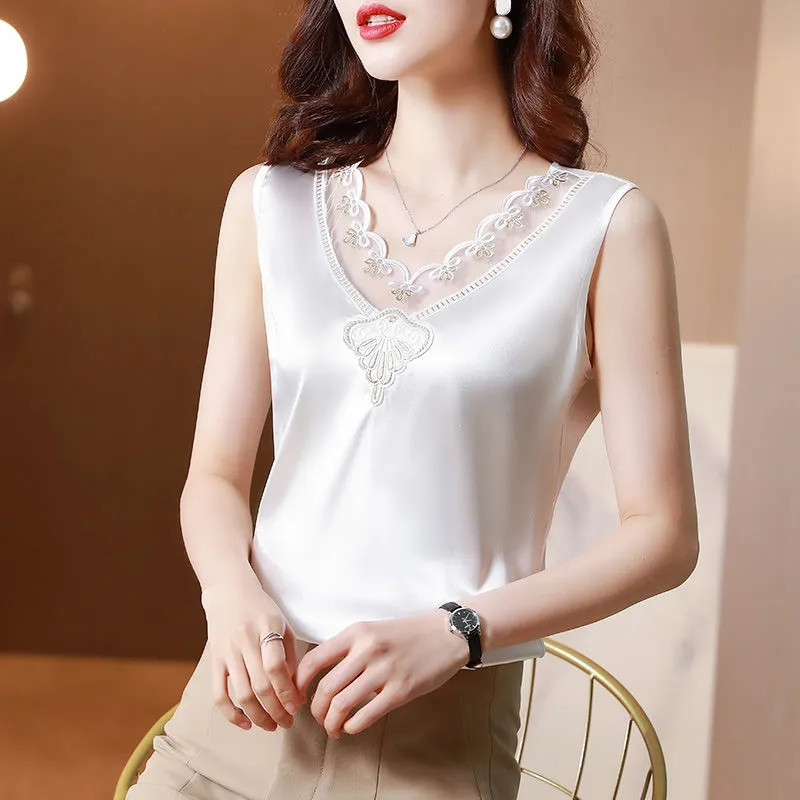 Γυναικεία τιράντες Camis γιλέκο ασορτί κοστούμι οξικό οξύ υψηλής ποιότητας σατέν με λαιμόκοψη άνοιξη καλοκαίρι νέο εξωτερικά ενδύματα γυναικεία επάνω δεξαμενή