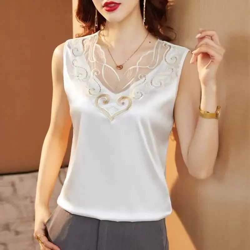 Γυναικεία τιράντες Camis γιλέκο ασορτί κοστούμι οξικό οξύ υψηλής ποιότητας σατέν με λαιμόκοψη άνοιξη καλοκαίρι νέο εξωτερικά ενδύματα γυναικεία επάνω δεξαμενή