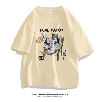 Vasaras 100% kokvilna Vīriešu sieviešu T-krekli Anime kaķu apdrukas T krekls ar īsām piedurknēm Lielizmēra Tkrekls Mode Augstas kvalitātes vīriešu apģērbi