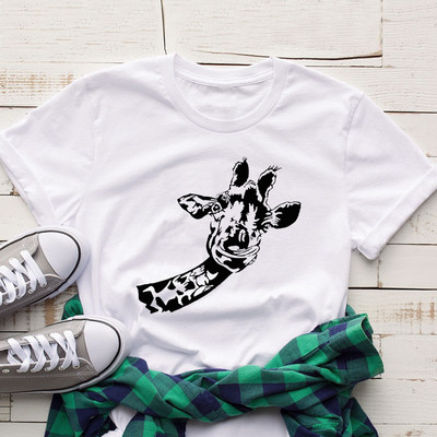 JFUNCY Ženska pamučna majica s printom žirafe 2020. Prevelike ljetne majice kratkih rukava, gornji dijelovi ženske ležerne majice