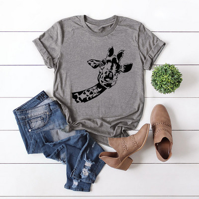 JFUNCY Ženska pamučna majica s printom žirafe 2020. Prevelike ljetne majice kratkih rukava, gornji dijelovi ženske ležerne majice