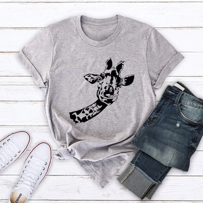 JFUNCY Ženska pamučna majica s printom žirafe 2020. Prevelike ljetne majice kratkih rukava, gornji dijelovi ženske ležerne majice