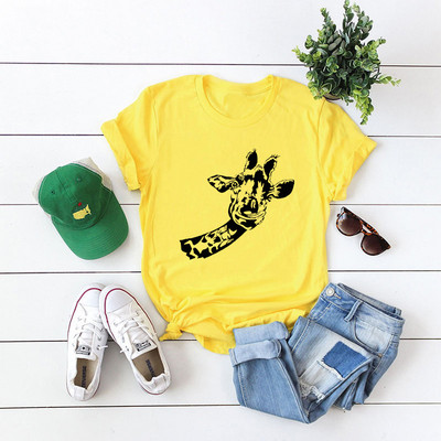 JFUNCY Ženska pamučna majica s printom žirafe 2020. Prevelike ljetne majice kratkih rukava, gornji dijelovi ženske ležerne majice