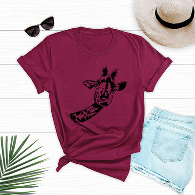 JFUNCY Ženska pamučna majica s printom žirafe 2020. Prevelike ljetne majice kratkih rukava, gornji dijelovi ženske ležerne majice