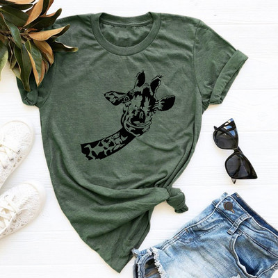 JFUNCY Ženska pamučna majica s printom žirafe 2020. Prevelike ljetne majice kratkih rukava, gornji dijelovi ženske ležerne majice