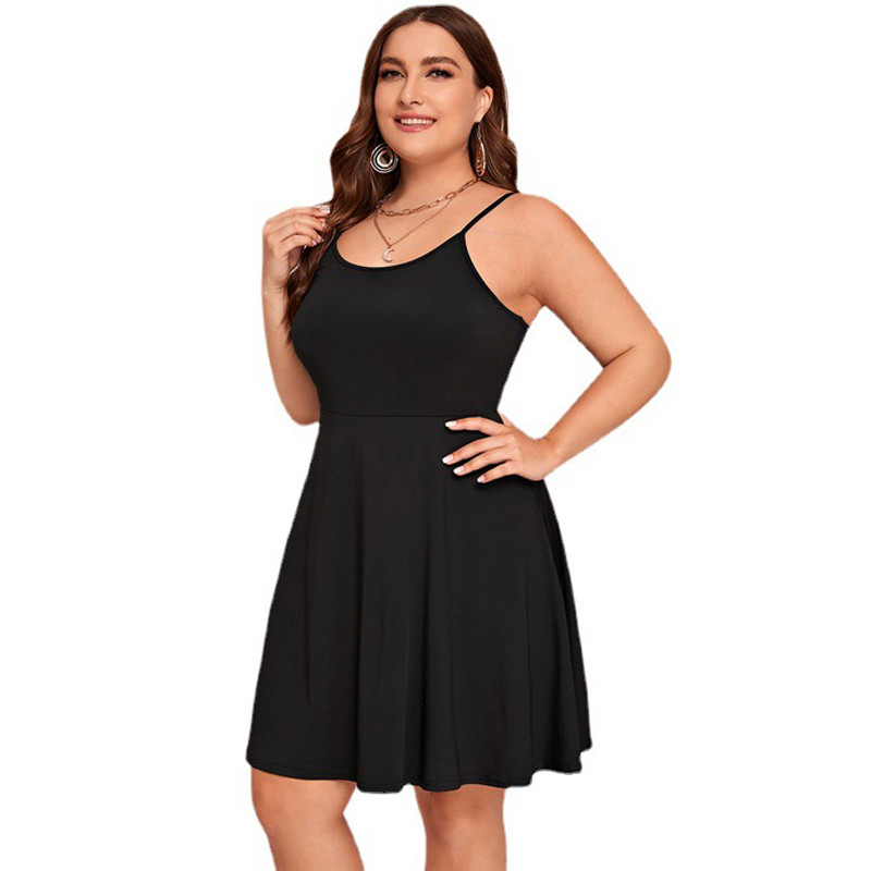 TRENDYLADY Eiropas un Amerikas sieviešu vasaras jauna seksīga A-līnijas vienkrāsaina lielizmēra kleita bez piedurknēm ar apvalku, kokvilnas lielais spārns