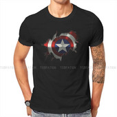 Kapteinis Izrāviens cauri vīrieša kreklam Disney Captain America Film Crewneck Topi 100% kokvilnas T krekls Humors Augstas kvalitātes dāvanas ideja