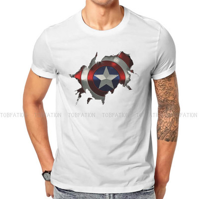 Kapteinis Izrāviens cauri vīrieša kreklam Disney Captain America Film Crewneck Topi 100% kokvilnas T krekls Humors Augstas kvalitātes dāvanas ideja