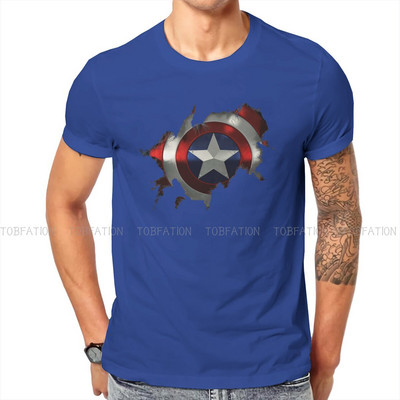 Kapteinis Izrāviens cauri vīrieša kreklam Disney Captain America Film Crewneck Topi 100% kokvilnas T krekls Humors Augstas kvalitātes dāvanas ideja