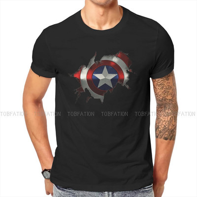 Kapteinis Izrāviens cauri vīrieša kreklam Disney Captain America Film Crewneck Topi 100% kokvilnas T krekls Humors Augstas kvalitātes dāvanas ideja