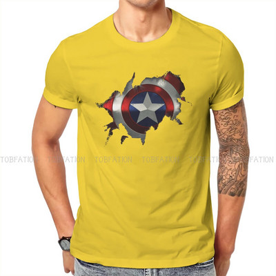 Kapteinis Izrāviens cauri vīrieša kreklam Disney Captain America Film Crewneck Topi 100% kokvilnas T krekls Humors Augstas kvalitātes dāvanas ideja