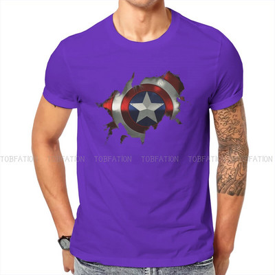 Kapteinis Izrāviens cauri vīrieša kreklam Disney Captain America Film Crewneck Topi 100% kokvilnas T krekls Humors Augstas kvalitātes dāvanas ideja