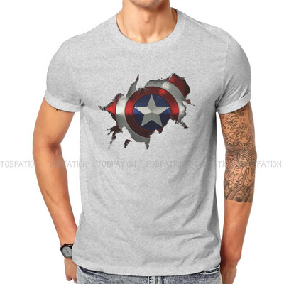 Kapteinis Izrāviens cauri vīrieša kreklam Disney Captain America Film Crewneck Topi 100% kokvilnas T krekls Humors Augstas kvalitātes dāvanas ideja
