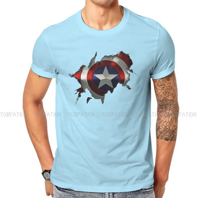 Kapteinis Izrāviens cauri vīrieša kreklam Disney Captain America Film Crewneck Topi 100% kokvilnas T krekls Humors Augstas kvalitātes dāvanas ideja