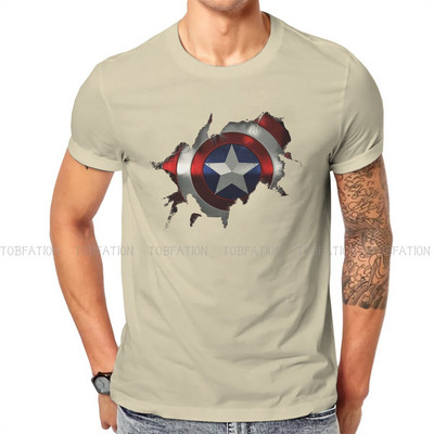 Kapteinis Izrāviens cauri vīrieša kreklam Disney Captain America Film Crewneck Topi 100% kokvilnas T krekls Humors Augstas kvalitātes dāvanas ideja