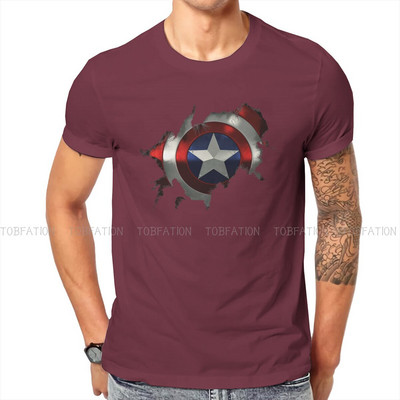Kapteinis Izrāviens cauri vīrieša kreklam Disney Captain America Film Crewneck Topi 100% kokvilnas T krekls Humors Augstas kvalitātes dāvanas ideja