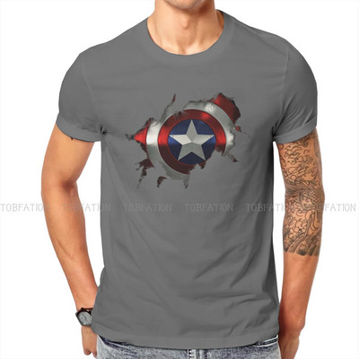 Kapteinis Izrāviens cauri vīrieša kreklam Disney Captain America Film Crewneck Topi 100% kokvilnas T krekls Humors Augstas kvalitātes dāvanas ideja