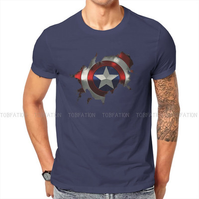 Kapteinis Izrāviens cauri vīrieša kreklam Disney Captain America Film Crewneck Topi 100% kokvilnas T krekls Humors Augstas kvalitātes dāvanas ideja