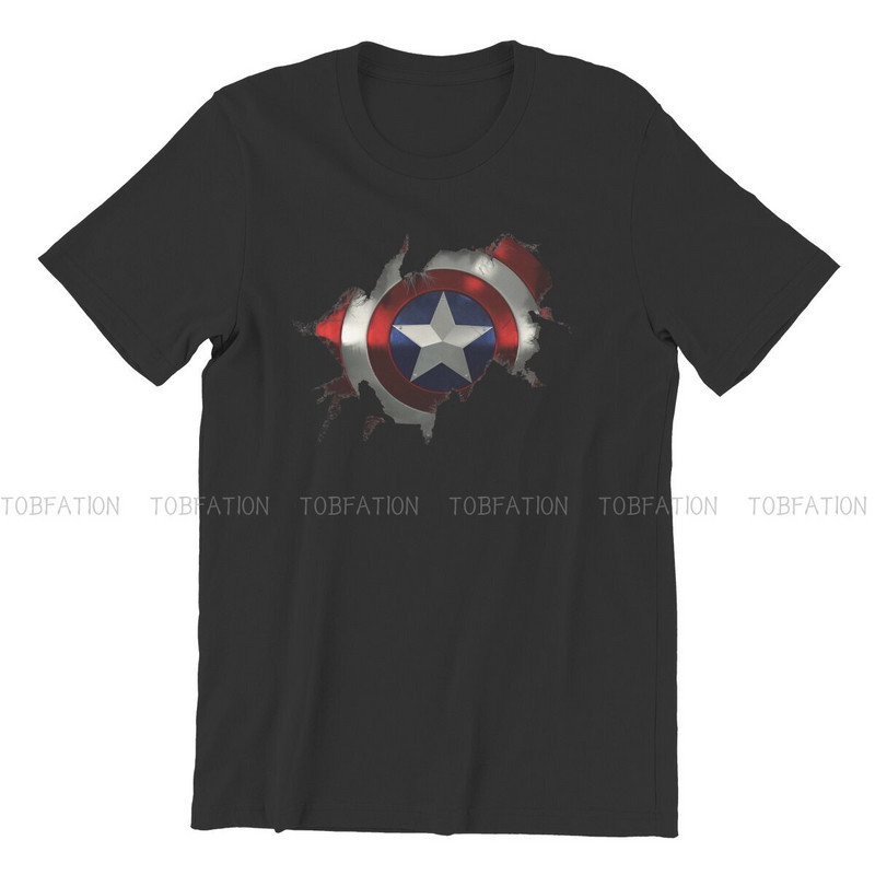 Kapteinis Izrāviens cauri vīrieša kreklam Disney Captain America Film Crewneck Topi 100% kokvilnas T krekls Humors Augstas kvalitātes dāvanas ideja