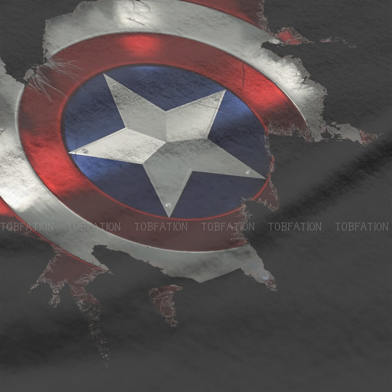 Kapteinis Izrāviens cauri vīrieša kreklam Disney Captain America Film Crewneck Topi 100% kokvilnas T krekls Humors Augstas kvalitātes dāvanas ideja