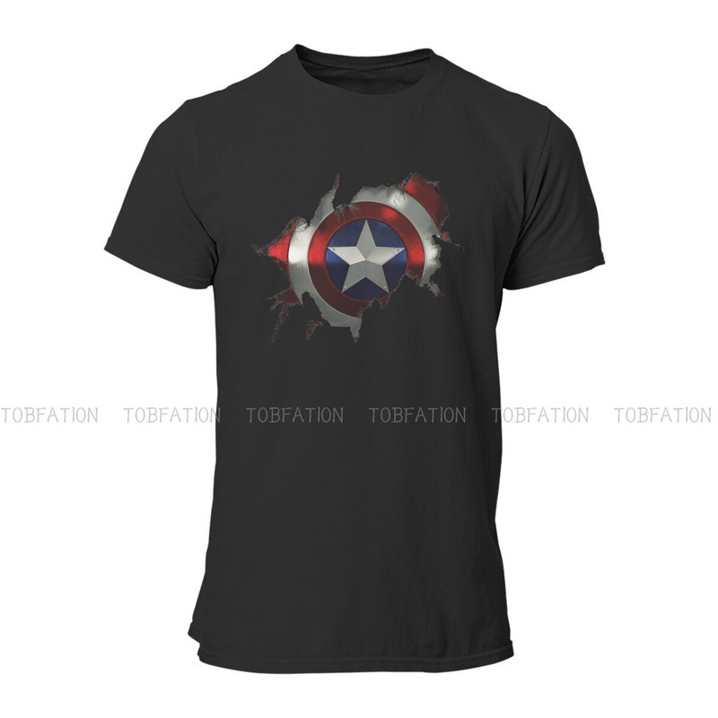 Kapteinis Izrāviens cauri vīrieša kreklam Disney Captain America Film Crewneck Topi 100% kokvilnas T krekls Humors Augstas kvalitātes dāvanas ideja