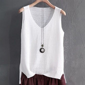 [Pot fi purtate 80-200 kg] Vestă cu bretele pentru femei, de purtat cu decolteu în V Cămașă de vară, largi, cu fundul uni, fără mâneci