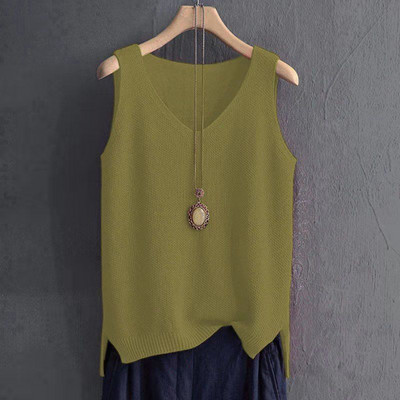 [Pot fi purtate 80-200 kg] Vestă cu bretele pentru femei, de purtat cu decolteu în V Cămașă de vară, largi, cu fundul uni, fără mâneci