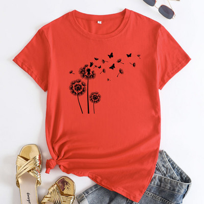 Γυναικείο μπλουζάκι JFUNCY Fashion Κοντό μανίκι Γυναικείο μπλουζάκι τοπ 2023 Υπερμεγέθη γυναικεία ρούχα Γραφικά μπλουζάκια πικραλίδα Γυναικεία μπλουζάκια