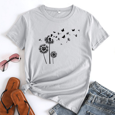 Γυναικείο μπλουζάκι JFUNCY Fashion Κοντό μανίκι Γυναικείο μπλουζάκι τοπ 2023 Υπερμεγέθη γυναικεία ρούχα Γραφικά μπλουζάκια πικραλίδα Γυναικεία μπλουζάκια