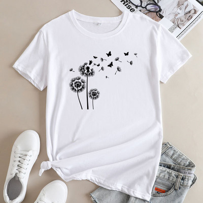 Γυναικείο μπλουζάκι JFUNCY Fashion Κοντό μανίκι Γυναικείο μπλουζάκι τοπ 2023 Υπερμεγέθη γυναικεία ρούχα Γραφικά μπλουζάκια πικραλίδα Γυναικεία μπλουζάκια