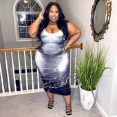 Nagy méretű női buliruha Olcsó ujjatlan Print Club Outfit Alkalmi Bodycon Luxus Ruha 2023 Nyáresti Új ruha