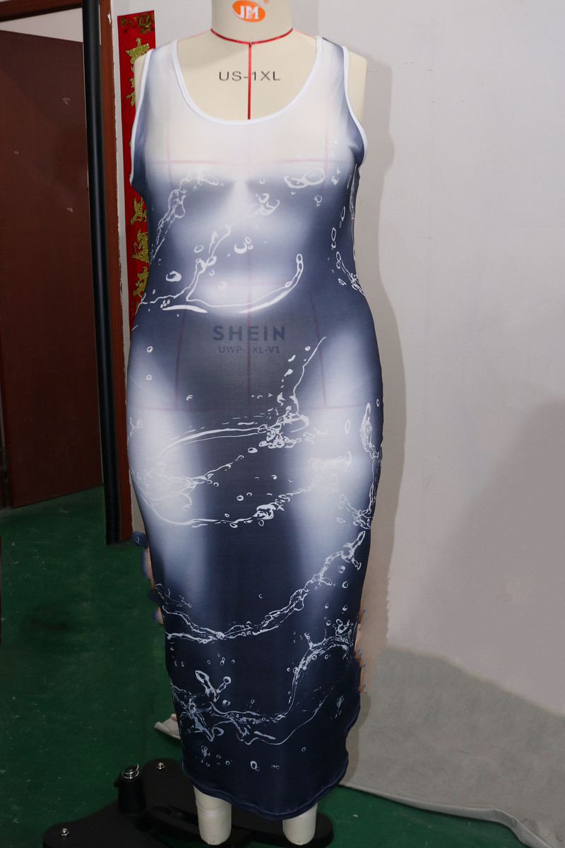 Nagy méretű női buliruha Olcsó ujjatlan Print Club Outfit Alkalmi Bodycon Luxus Ruha 2023 Nyáresti Új ruha