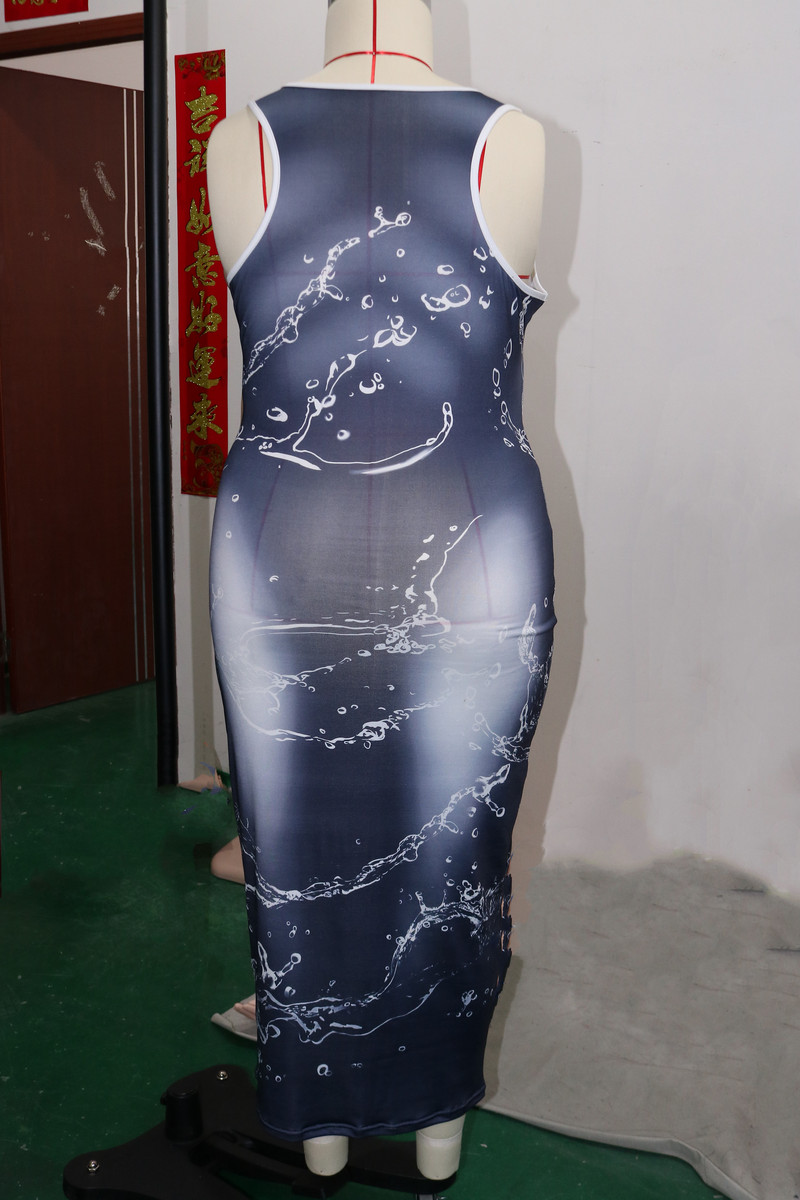 Nagy méretű női buliruha Olcsó ujjatlan Print Club Outfit Alkalmi Bodycon Luxus Ruha 2023 Nyáresti Új ruha