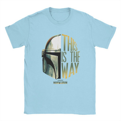 „The Mandalorian This Is The Way“ Šalmas Vyriški marškinėliai „Disney“ vintažiniai marškinėliai „Crewneck“ marškinėliai iš 100 % medvilnės vakarėliui