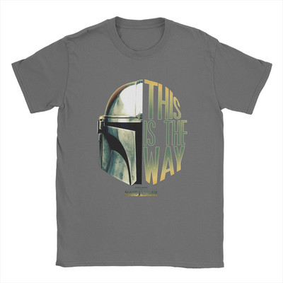 „The Mandalorian This Is The Way“ Šalmas Vyriški marškinėliai „Disney“ vintažiniai marškinėliai „Crewneck“ marškinėliai iš 100 % medvilnės vakarėliui