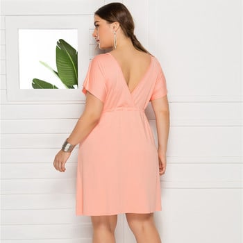 BornToGirl 3XL 4XL PLUS SIZE Γυναικείο φόρεμα Καλοκαιρινό μεγάλο μέγεθος V-λαιμόκοψη casual μαύρο μπλε ροζ κόκκινο πράσινο φόρεμα femme ete 2021