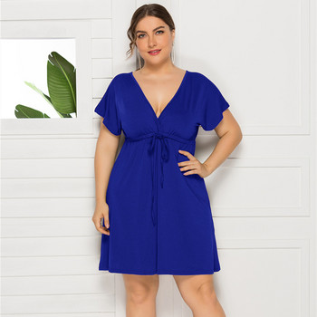 BornToGirl 3XL 4XL PLUS SIZE Γυναικείο φόρεμα Καλοκαιρινό μεγάλο μέγεθος V-λαιμόκοψη casual μαύρο μπλε ροζ κόκκινο πράσινο φόρεμα femme ete 2021