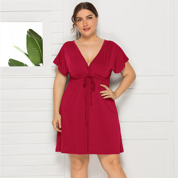 BornToGirl 3XL 4XL PLUS SIZE Γυναικείο φόρεμα Καλοκαιρινό μεγάλο μέγεθος V-λαιμόκοψη casual μαύρο μπλε ροζ κόκκινο πράσινο φόρεμα femme ete 2021