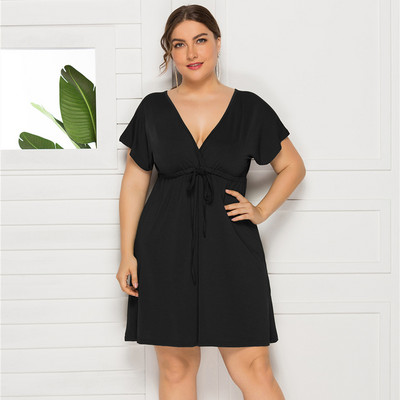 BornToGirl 3XL 4XL Haljina VEĆE VELIČINE Ženska ljetna haljina velikih veličina s V-izrezom Ležerna crna plava ružičasta crvena zelena haljina robe femme ete 2021