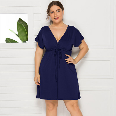 BornToGirl 3XL 4XL Haljina VEĆE VELIČINE Ženska ljetna haljina velikih veličina s V-izrezom Ležerna crna plava ružičasta crvena zelena haljina robe femme ete 2021