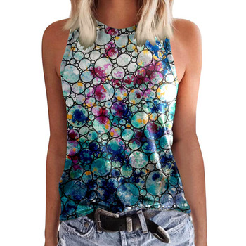 Πολύχρωμο λουλούδι 3D μπλούζες για ντεπόζιτο εκτύπωσης Γυναικείο αμάνικο γιλέκο με λαιμόκοψη Καλοκαιρινό casual off Shoulder γυναικεία ρούχα
