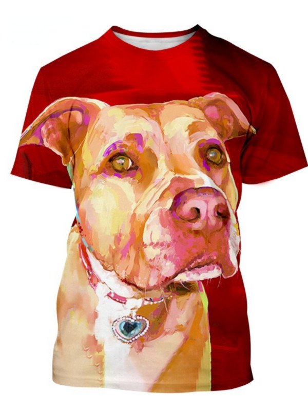 Meeste T-särk Mood 3D Pitbull Dog Maalitud vabaaja T-särk meestele Lühikeste varrukatega Topid 6xl Suvised vabaaja Suured Meeste Rõivad