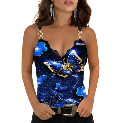 Camisola de vară din dantelă cu imprimeu trandafiri pentru femei, subțire, fără mâneci, cu decolteu în V, pentru întâlniri, topuri pentru femei, moda negru xxxxl