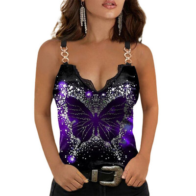 Camisola de vară din dantelă cu imprimeu trandafiri pentru femei, subțire, fără mâneci, cu decolteu în V, pentru întâlniri, topuri pentru femei, moda negru xxxxl