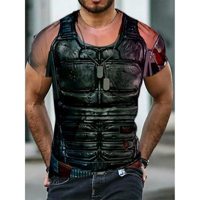 Férfi pólók Férfi Ruházat Túlméretes pólók Uniszex Armor Grafikus 3D Nyomtatás Nyári alkalmi rövid ujjú páncél felsők